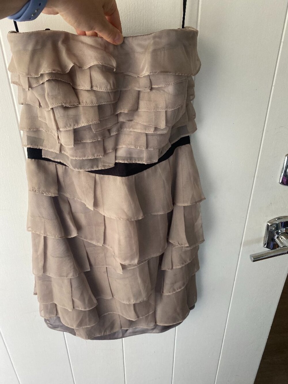 GORGEOUS strapless Greylin Antropologie Chartreuse short cocktail dress chiffon